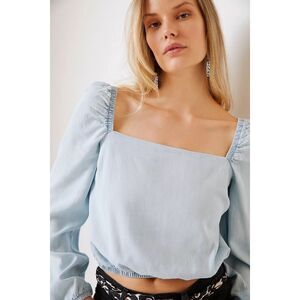 Anthropologie Cloth & Stone Smocked Chambray Top Denim Color Size Small